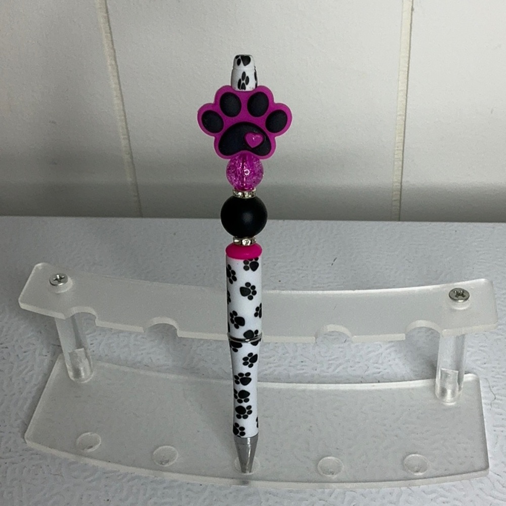 Pink and Black Paw Print Pen